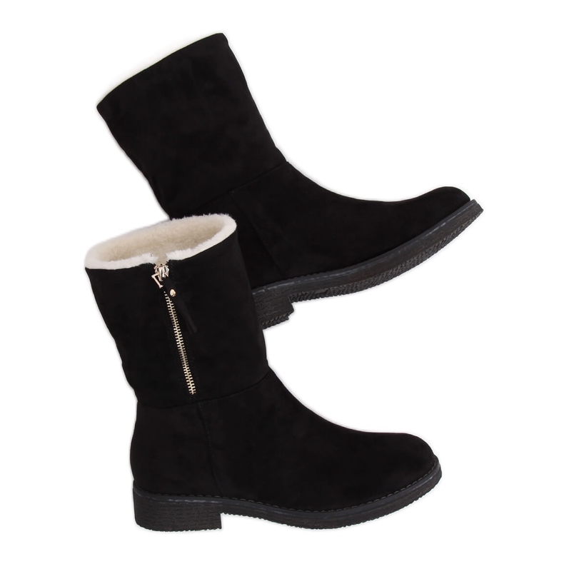 Botas femininas de camurça preta S118 pretas preto