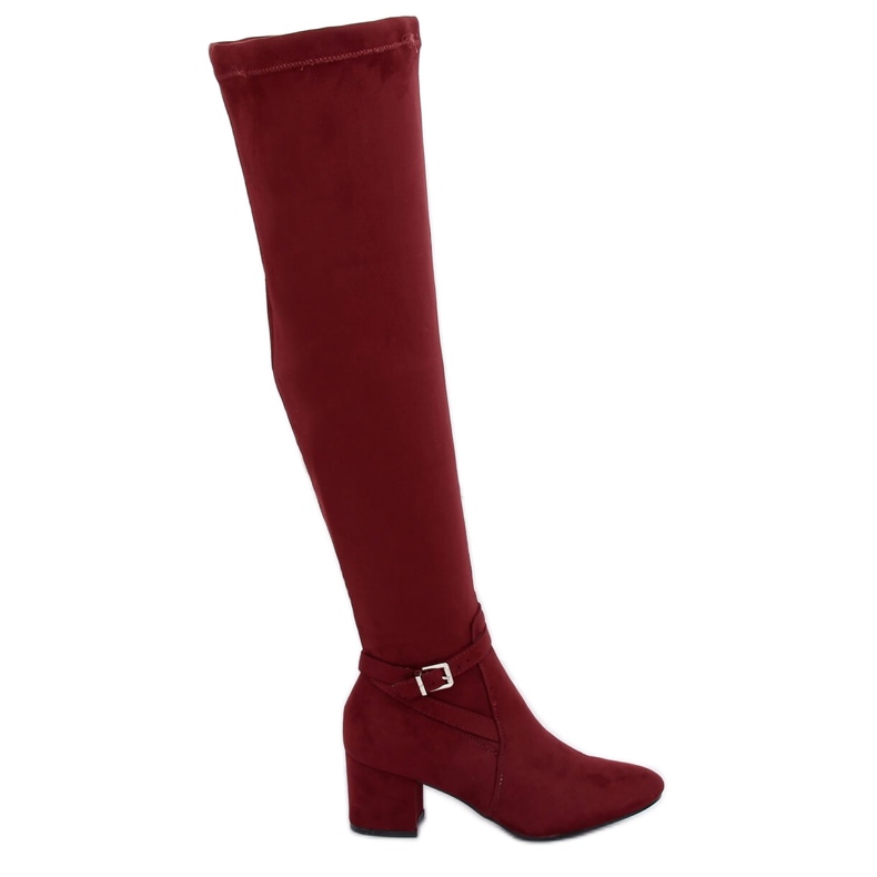 Botas acima do joelho, salto baixo, marrom YL-151 Wine Ii Genre vermelho