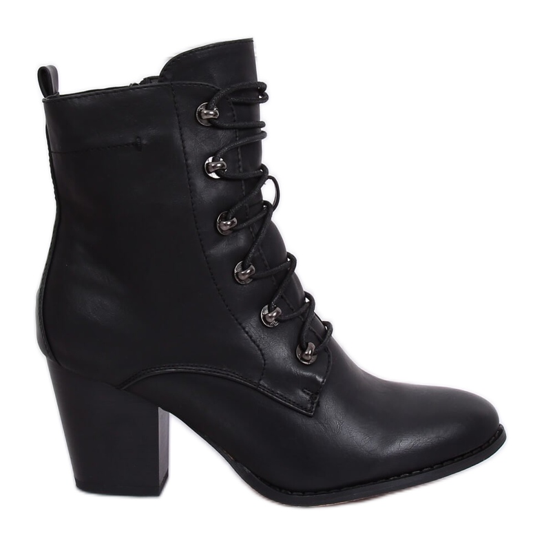 Botas pretas 3698 pretas de salto alto com atacadores preto