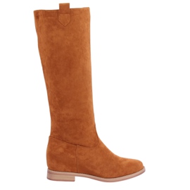 Botas em camelo de cunha oculta NC968P Camel castanho