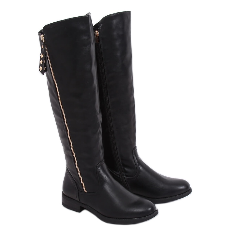 Botas de equitação femininas negras MR-6 pretas preto