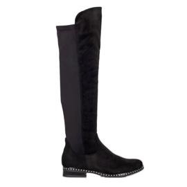 Forever Folie Botas acima do joelho com Lycra preto