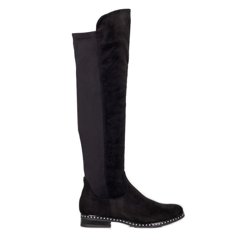 Forever Folie Botas acima do joelho com Lycra preto
