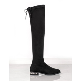 Bestelle Botas de cano alto com salto decorativo preto