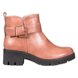 Super Me Botas na plataforma com fivela rosa