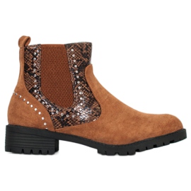 Small Swan Snake Print Chelsea Boots marrom