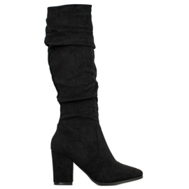 SHELOVET Botas de camurça de salto alto preto SHELOVET Botas de camurça de salto alto preto