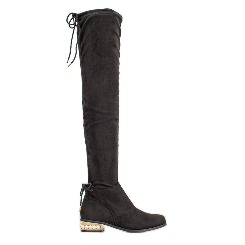 Cm Paris Botas de cano alto com salto decorativo preto