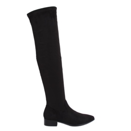 Botas acima do joelho com salto baixo preto RB34P Preto