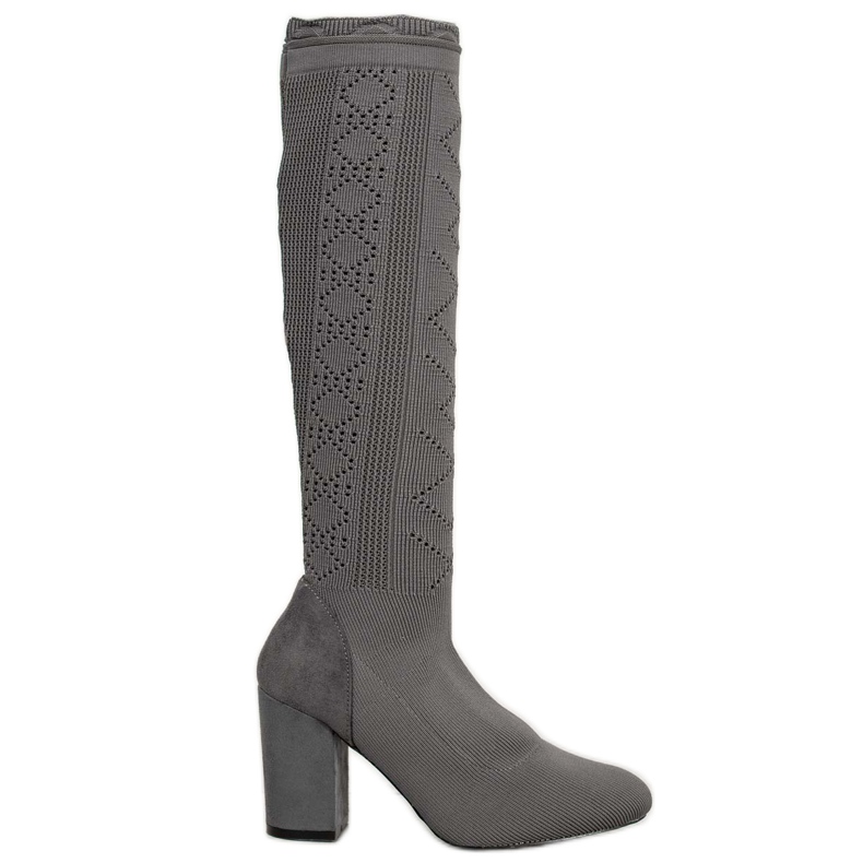 SHELOVET Botas Openwork em um poste cinza