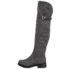 Ideal Shoes Botas elegantes com fivela cinza