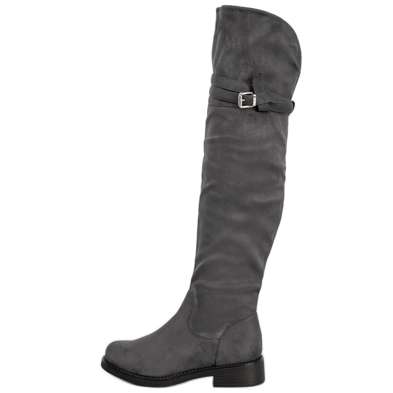 Ideal Shoes Botas elegantes com fivela cinza