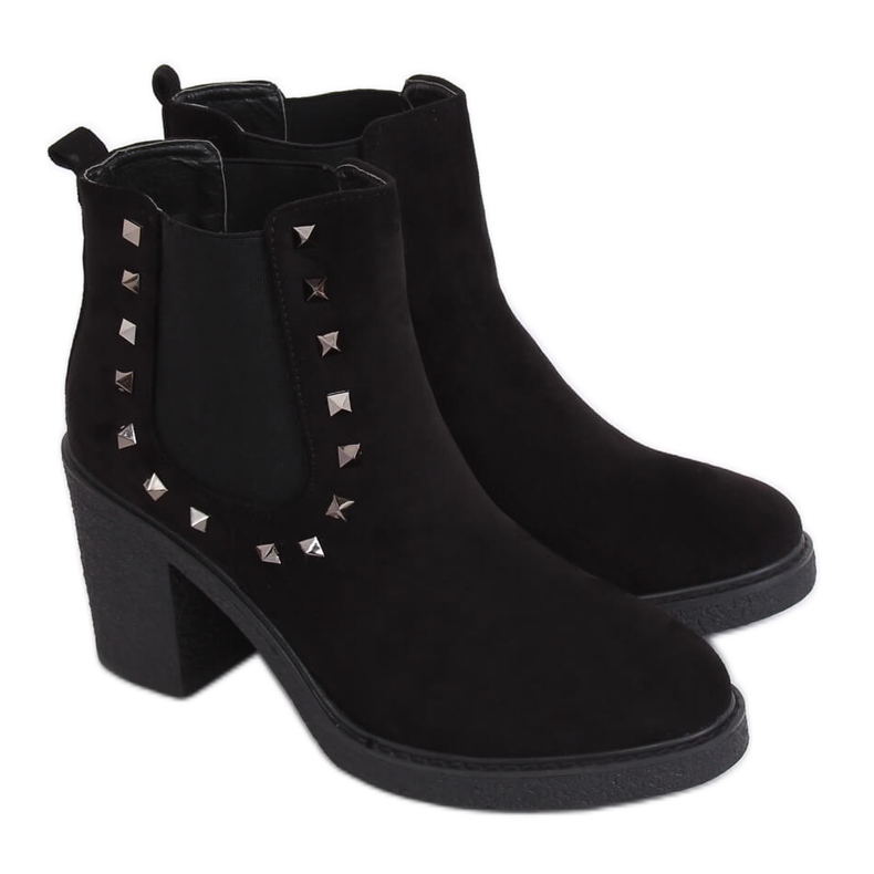 Botas pretas com salto largo H8-85 Preto