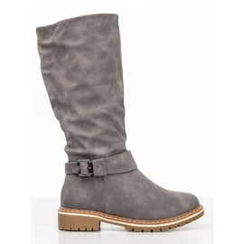 Super Me Botas Com Pele De Carneiro cinza
