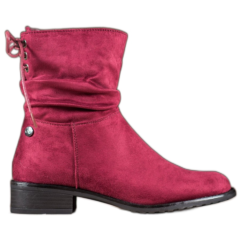 Flyfor Botas de camurça com salto plano vermelho Flyfor Botas de camurça com salto plano vermelho