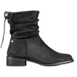 Flyfor Botas de camurça com salto plano preto