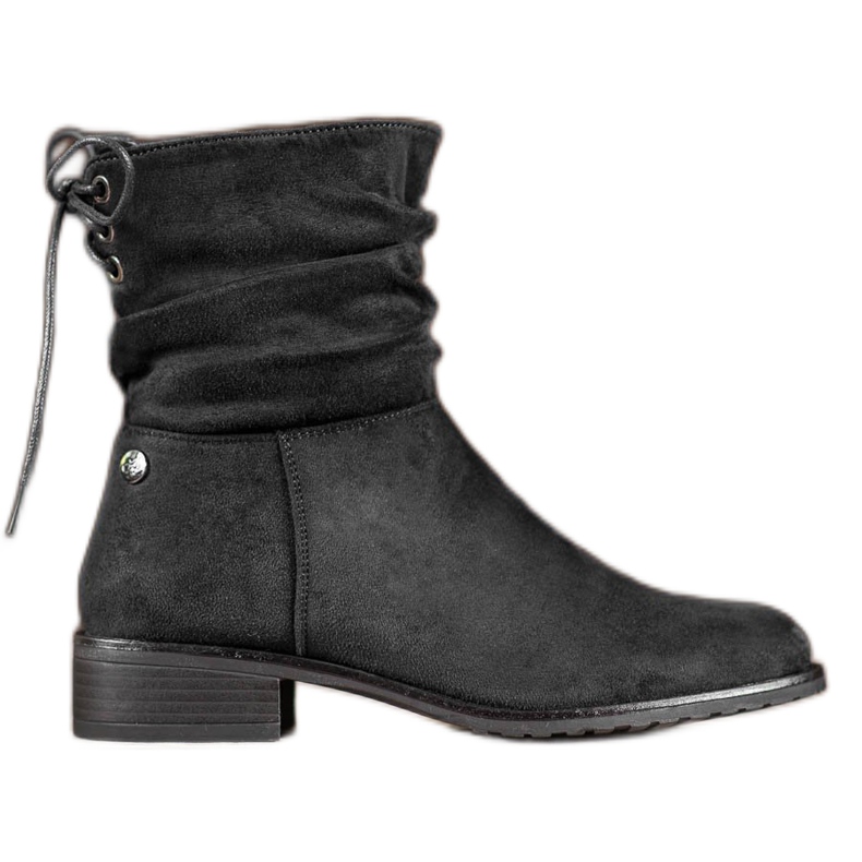 Flyfor Botas de camurça com salto plano preto