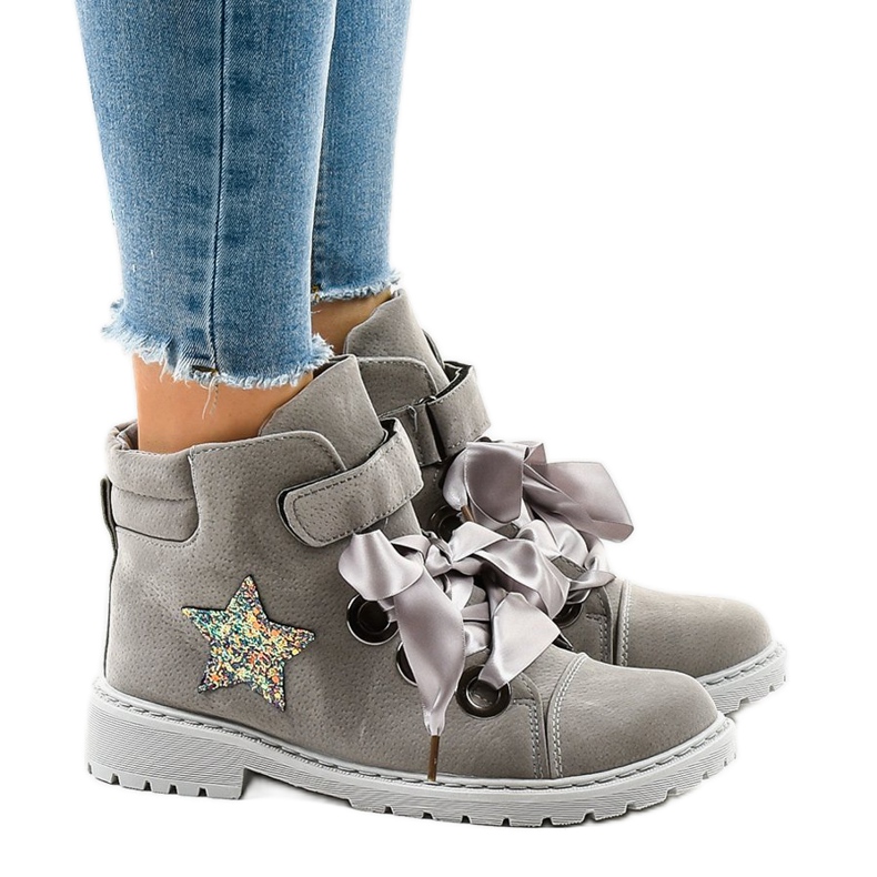 Botas de caminhada cinza com estrela TL51-3 Botas de caminhada cinza com estrela TL51-3