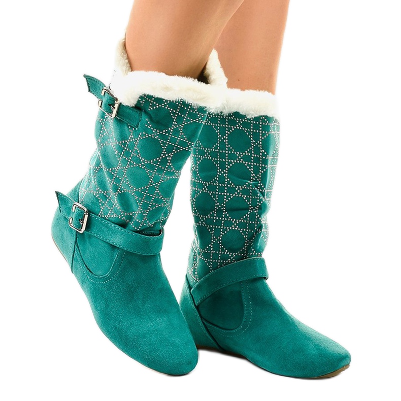 Botas rasas verdes até o meio da panturrilha R100