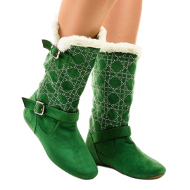 Botas rasas verdes até o meio da panturrilha R100