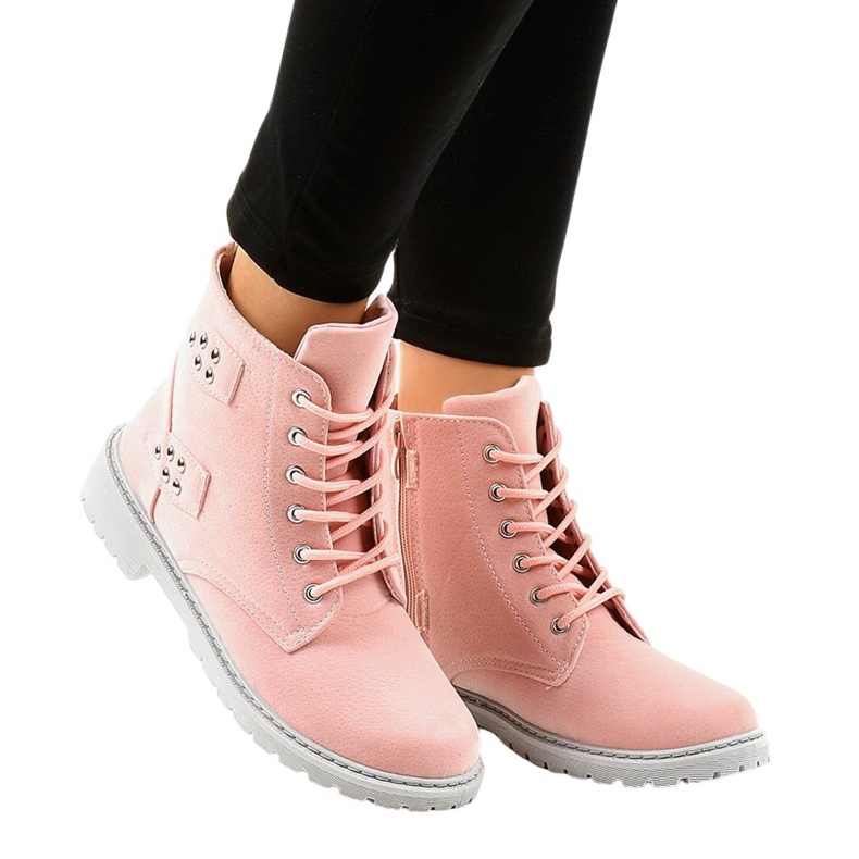 Botas rasas de camurça rosa TL93-4