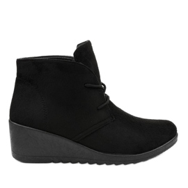 Botas de camurça preta com cunha E3265 preto