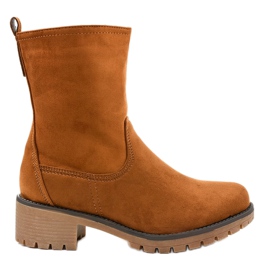 8B905 botas de cano alto camurça marrom