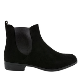 Botas rasas de camurça preta com elástico 100-917BO preto