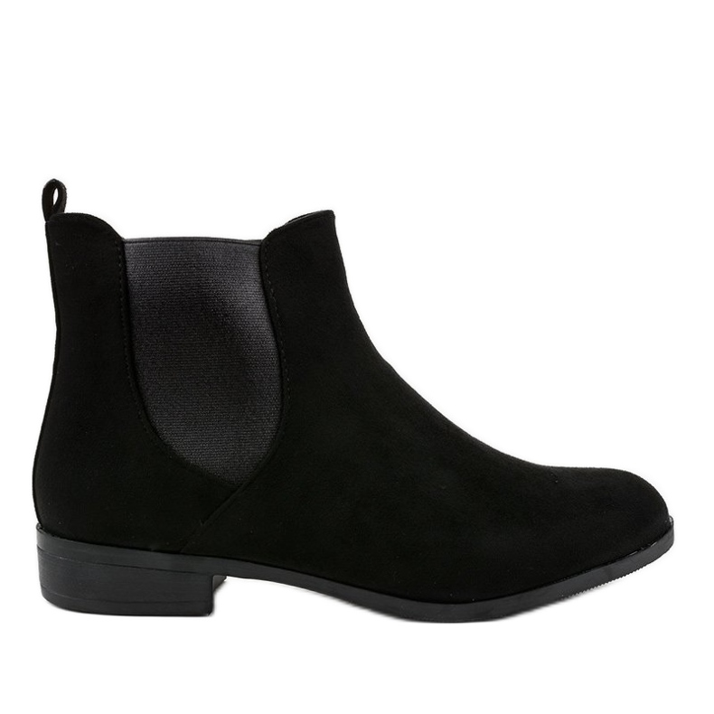 Botas rasas de camurça preta com elástico 100-917BO preto