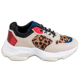 SHELOVET Tênis com estampa de leopardo da moda marrom multicolorido