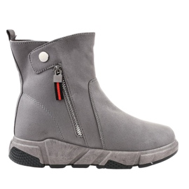 Botas de neve com isolamento de camurça cinza KFS-506