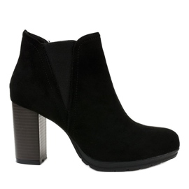 Botins de camurça preta no poste H9261 Jodhpur preto