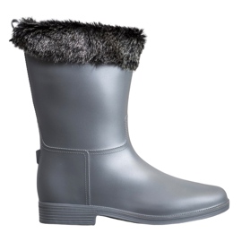SHELOVET Botas de chuva com pele cinza