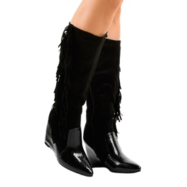 Botas femininas de camurça com cunha T81 preto