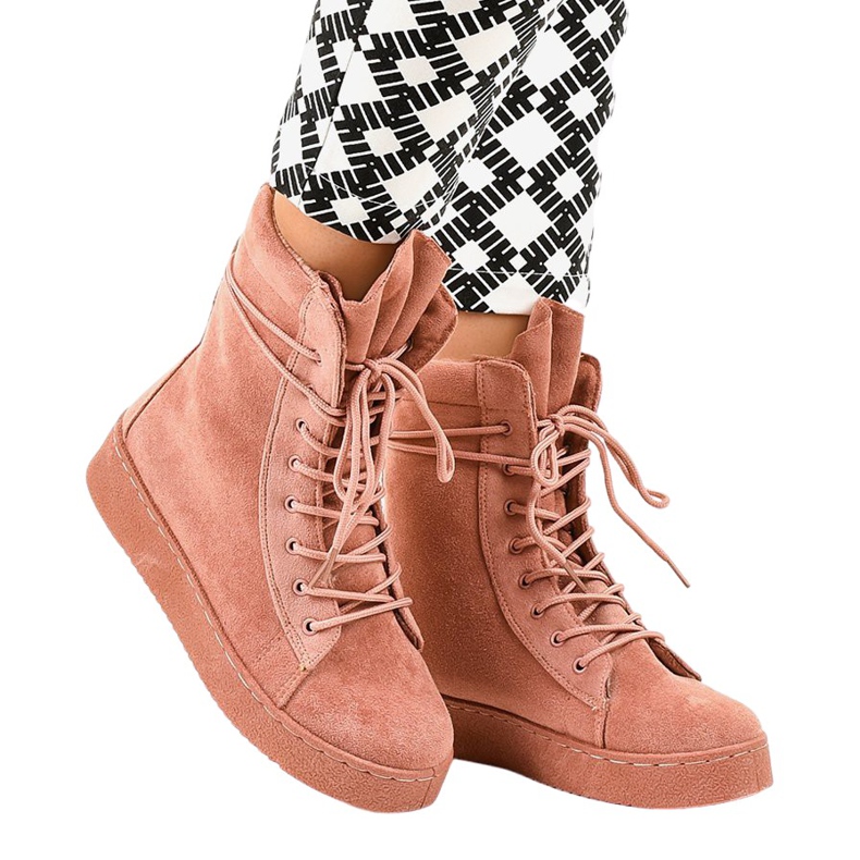 Botas rasas de camurça rosa 7-3727B