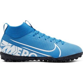 Chuteiras Nike Mercurial Superfly 7 Academy Tf Jr AT8143 414 multicolorido azul Chuteiras Nike Mercurial Superfly 7 Academy Tf Jr AT8143 414 multicolorido azul