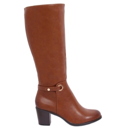 Botas clássicas de salto alto camelo BM-9090 Camel castanho