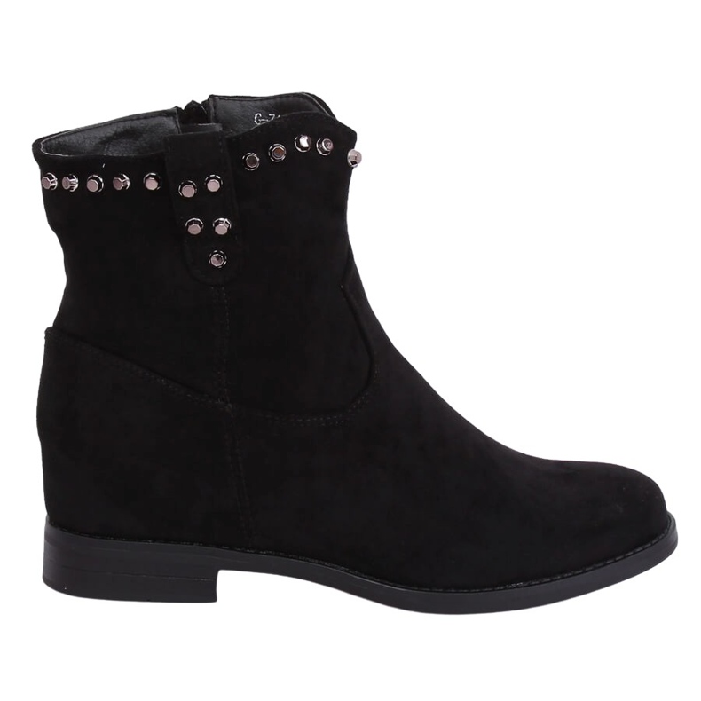 Botas pretas em uma cunha oculta G-7606 Preta preto