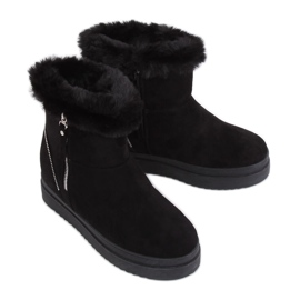 Preto PP-30 Botas de neve pretas com pele Preto PP-30 Botas de neve pretas com pele