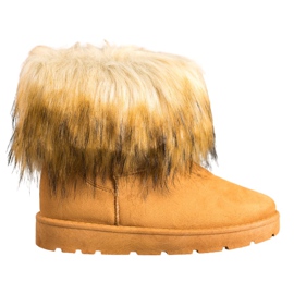 SHELOVET Camel Mukluki Com Pele castanho