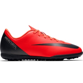 Chuteira Nike Mercurial Vapor X 12 Club Gs CR7 Tf Jr AJ3106 600 multicolorido vermelho