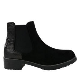 Botins rasos de camurça preta com estrela SHN2221 preto
