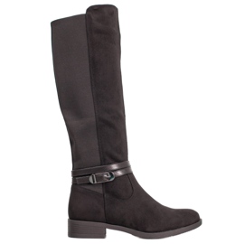 Super Me Botas Elegantes Com Fivela preto