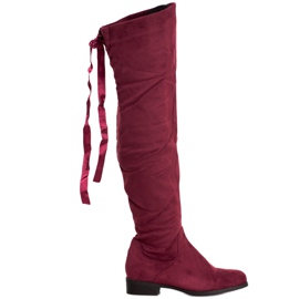 SHELOVET Botas de camurça com amarração vermelho