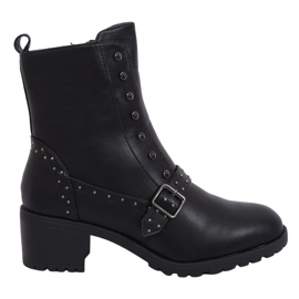 Botas pretas com salto largo preto 1003-1 Preto