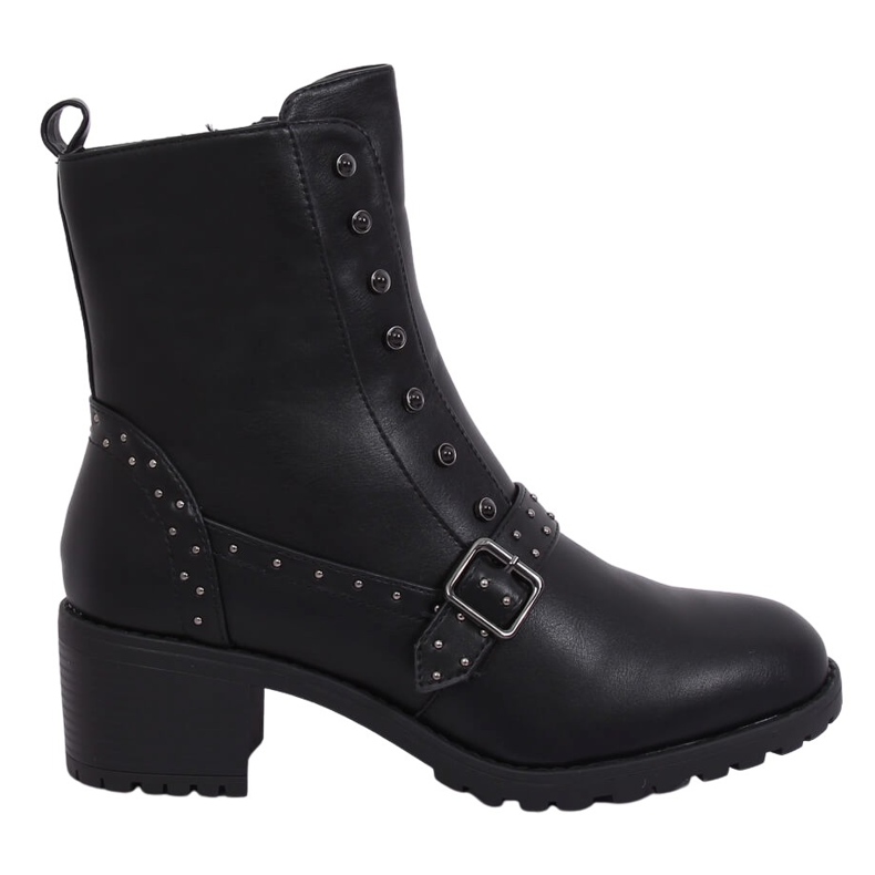 Botas pretas com salto largo preto 1003-1 Preto