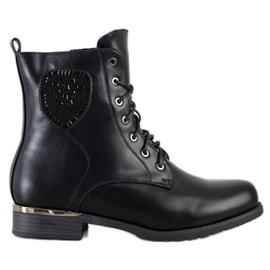 Gogo Botas amarradas com cristais preto Gogo Botas amarradas com cristais preto