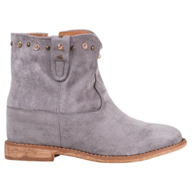 Bella Paris Botas de caubói de camurça com jatos cinza Bella Paris Botas de caubói de camurça com jatos cinza