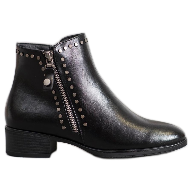 W. Potocki Botas de rock com couro ecológico preto