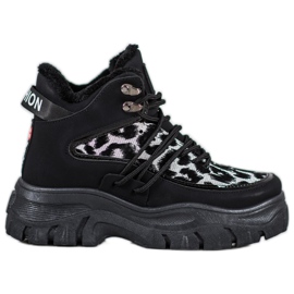 SHELOVET Tênis com estampa de leopardo preto